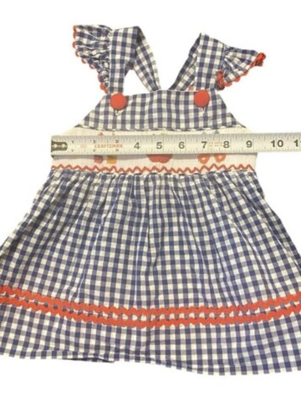 The Smocking Bug Girls Blue White Red Check Back To School Dress‎ Size 18M